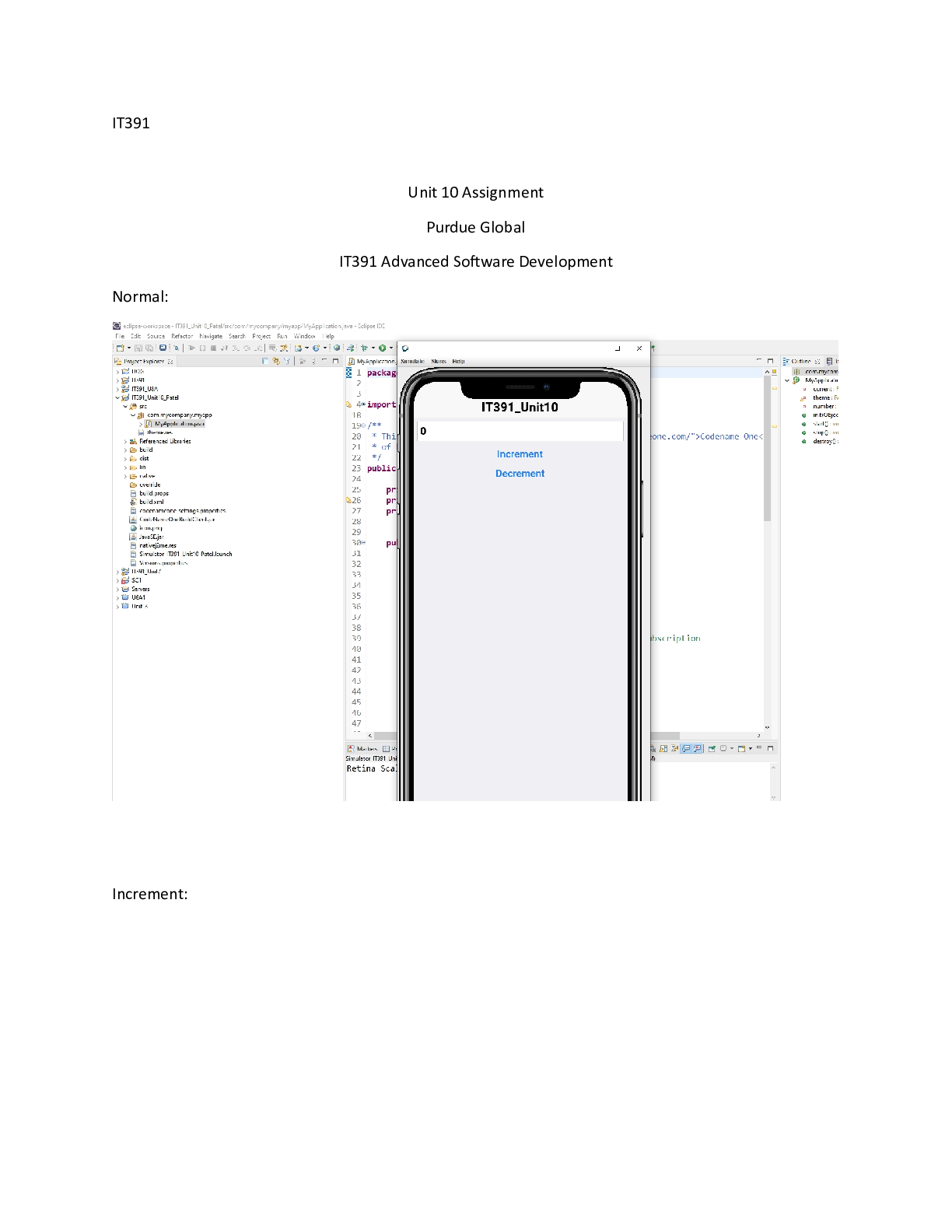 Preview image of IT391  Unit10.docx  IT391  Unit 10 Assignment   Purdue Global  IT391 Advanced Software Dev document